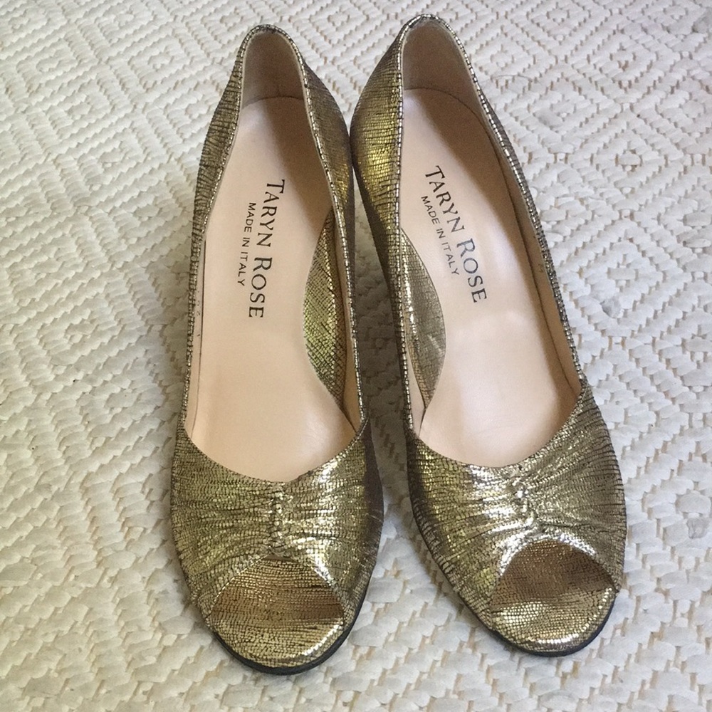 Taryn Rose gold heel evening shoes
